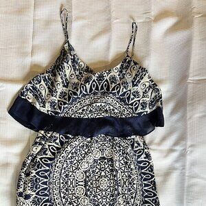 Blue and White Pink Owl Maxi Dress Lightweight Material J